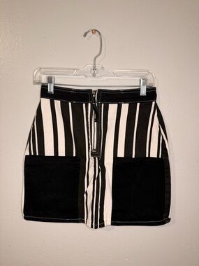 Urban Outfitters Black and White Striped Mini Skirt